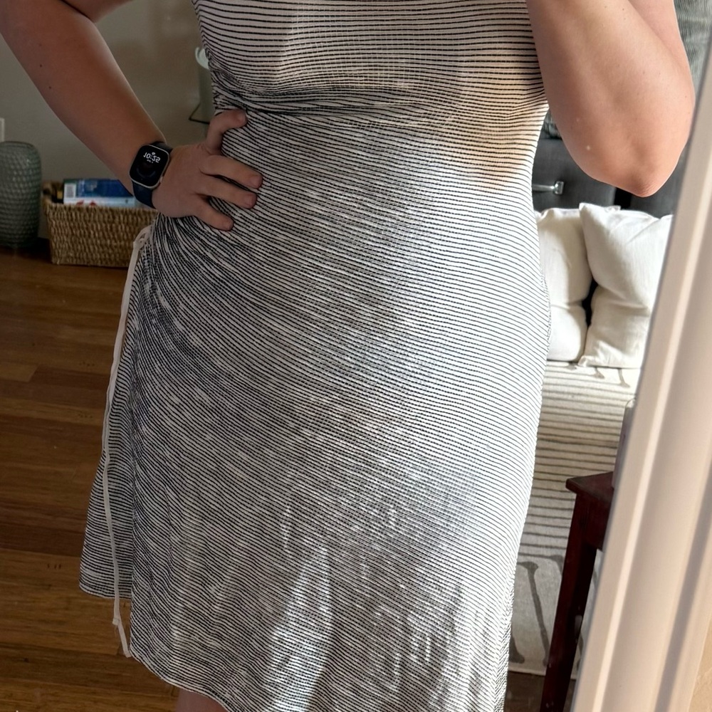 Max Studio Asymmetrical Black and White Striped Dress